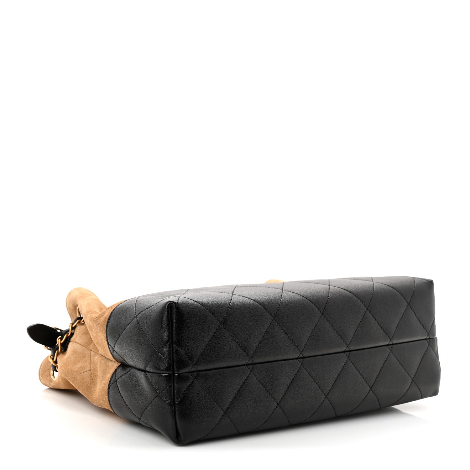 Suede Calfskin Shiny Lambskin Quilted Small Coco Base Shopping Bag Beige Black