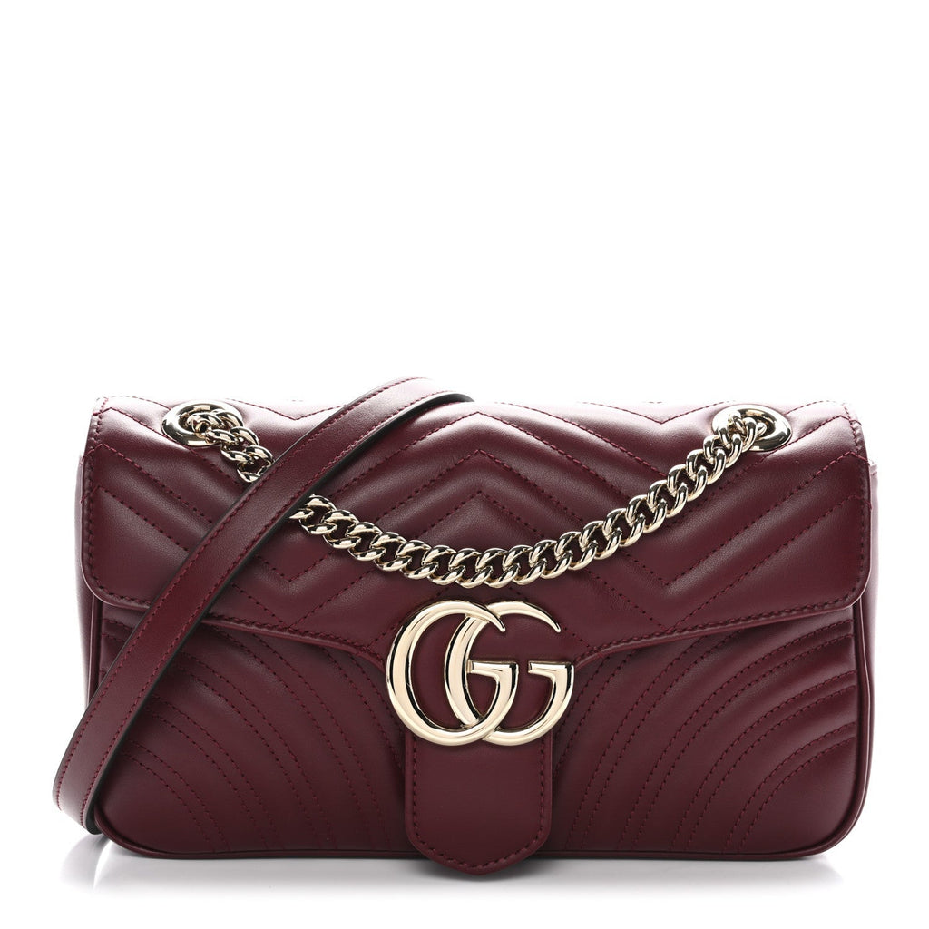 Calfskin Matelasse Small GG Marmont Shoulder Bag Ancora Red