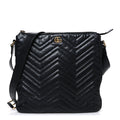 Calfskin Matelasse GG Marmont Flat Messenger Bag Black