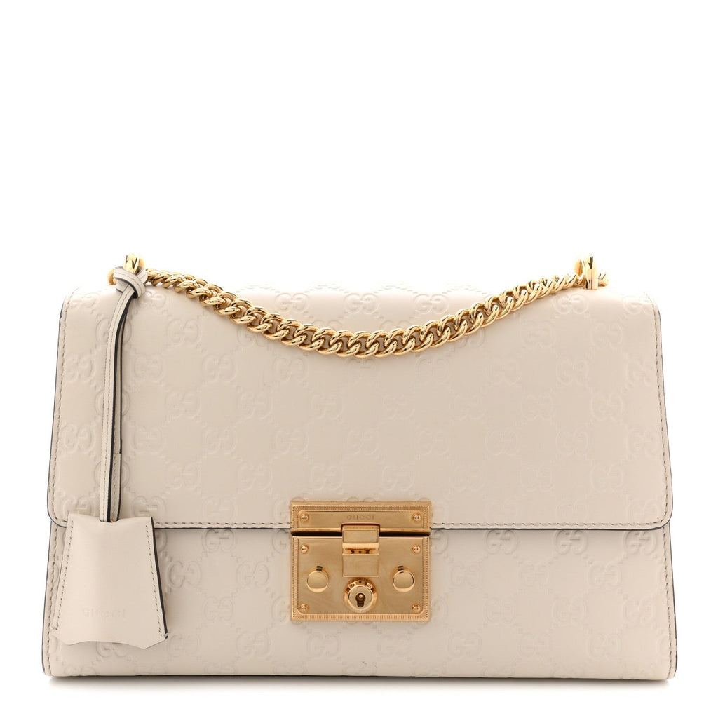 Guccissima Medium Padlock Shoulder Bag Mystic White