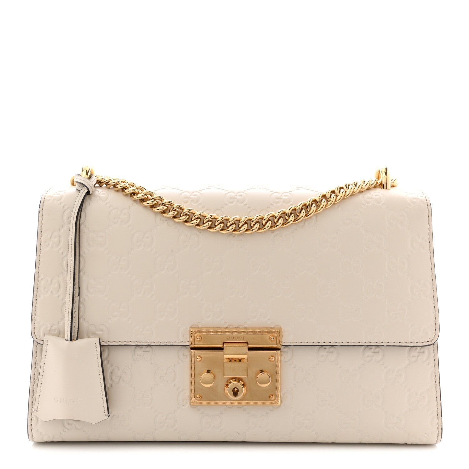 Guccissima Medium Padlock Shoulder Bag Mystic White