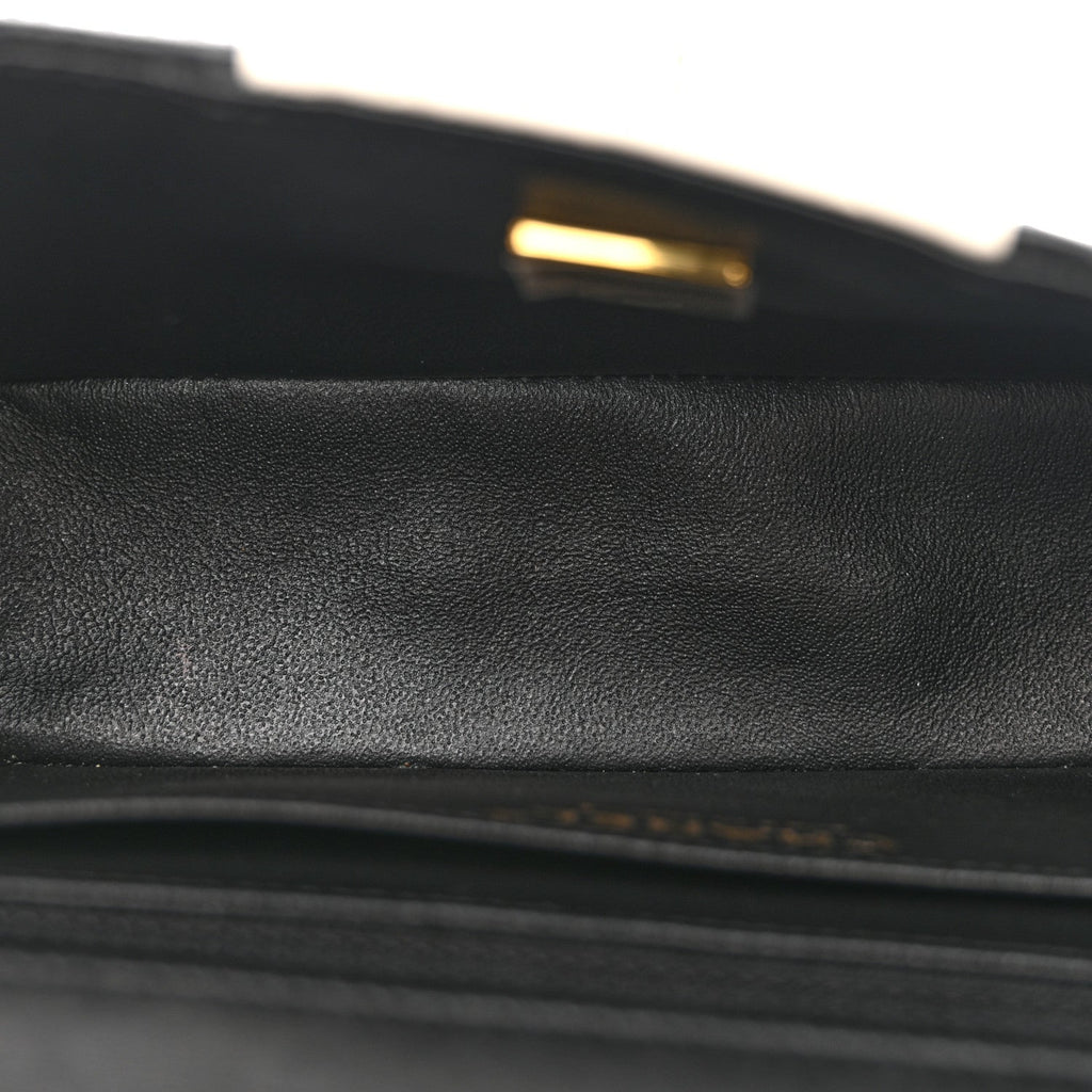 Lambskin Quilted Mini Rectangular Flap Black White