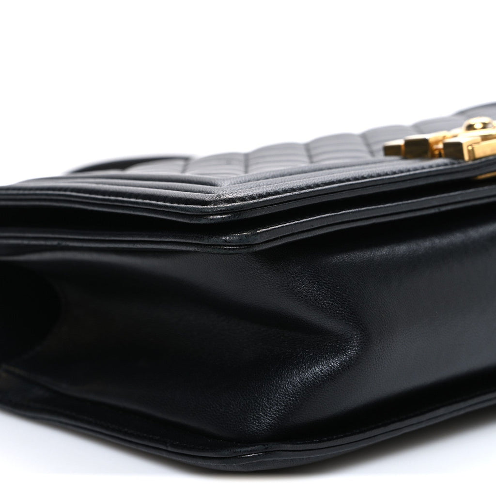 Lambskin Quilted Medium Boy Flap Black