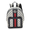 GG Supreme Monogram Textured Dollar Calfskin Web Small Ophidia Day Backpack Beige Blue Black