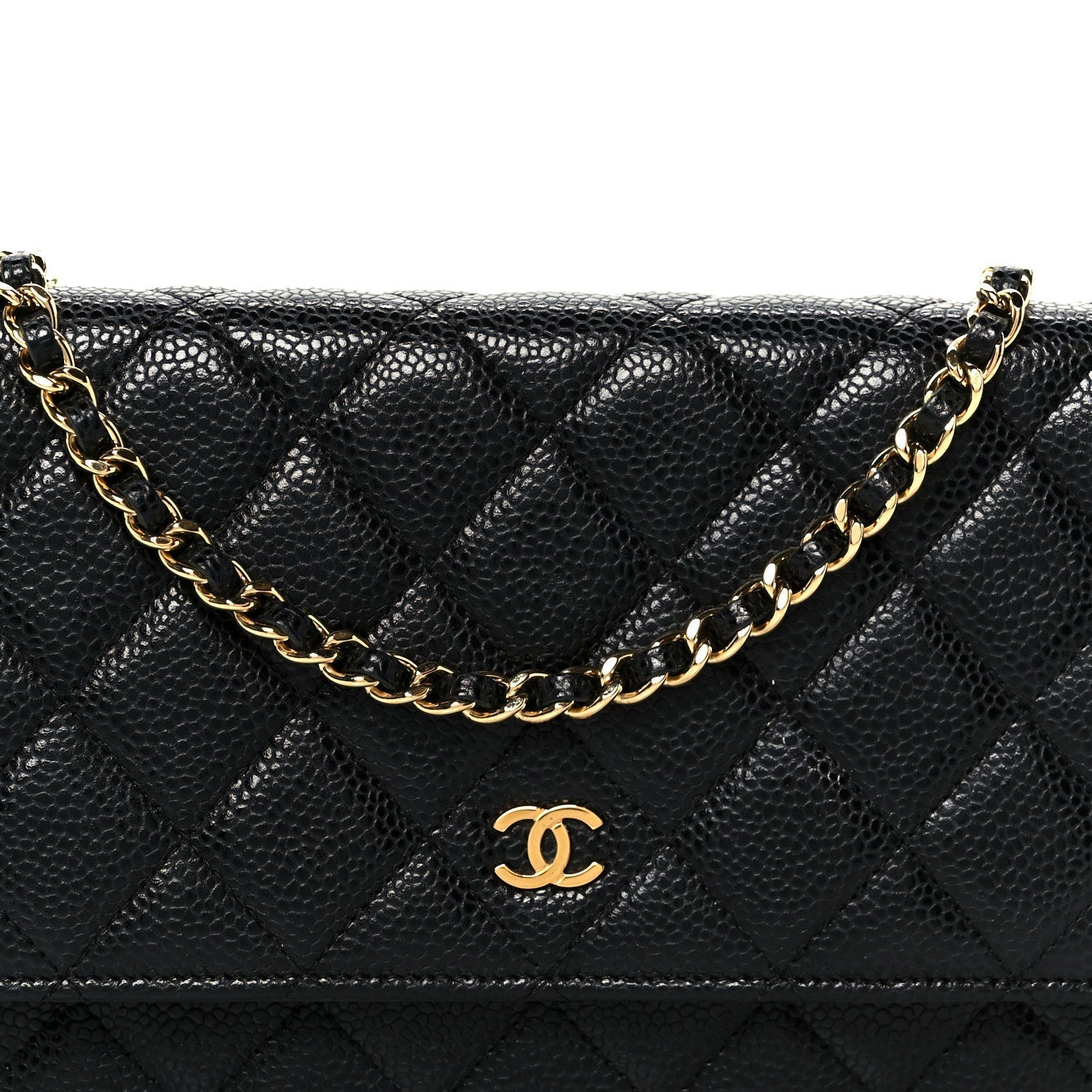 Caviar Quilted Wallet on Chain WOC Black