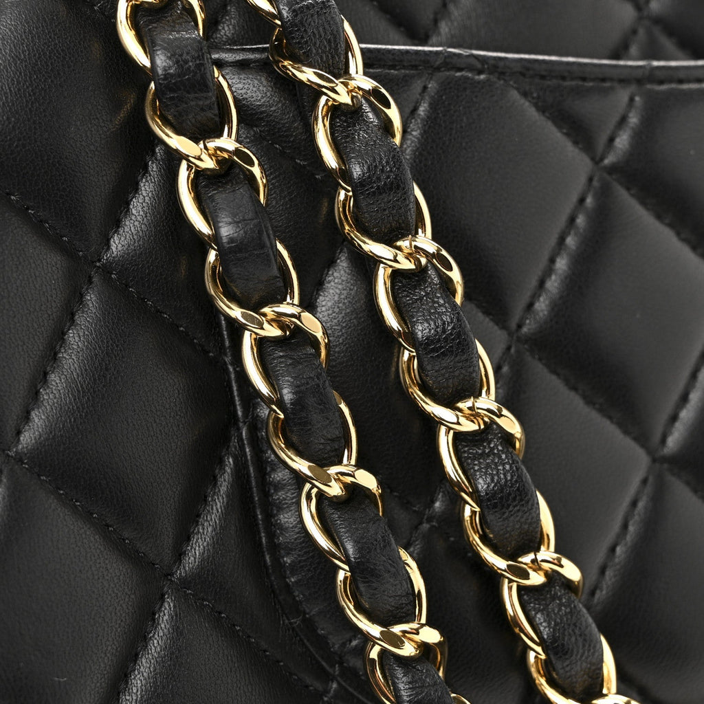 Lambskin Quilted Medium Double Flap Black