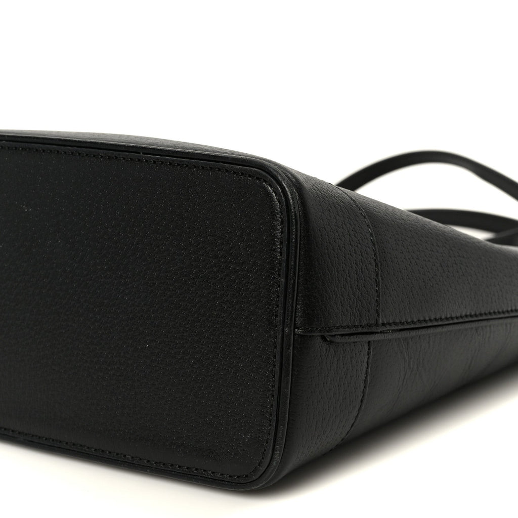 Textured Dollar Calfskin Small Ophidia Shoulder Tote Bag Black