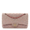 Tweed Medium Double Flap Pink
