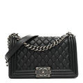 Calfskin Quilted Medium Boy Flap Black
