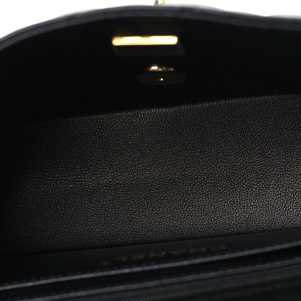 Lambskin Quilted Mini Rectangular Flap Black