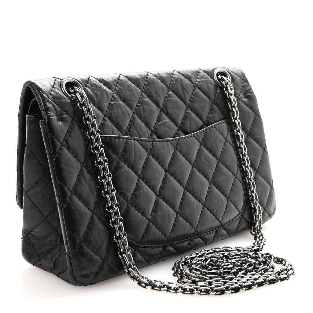 Aged Calfskin Quilted 2.55 Reissue 225 Flap Black