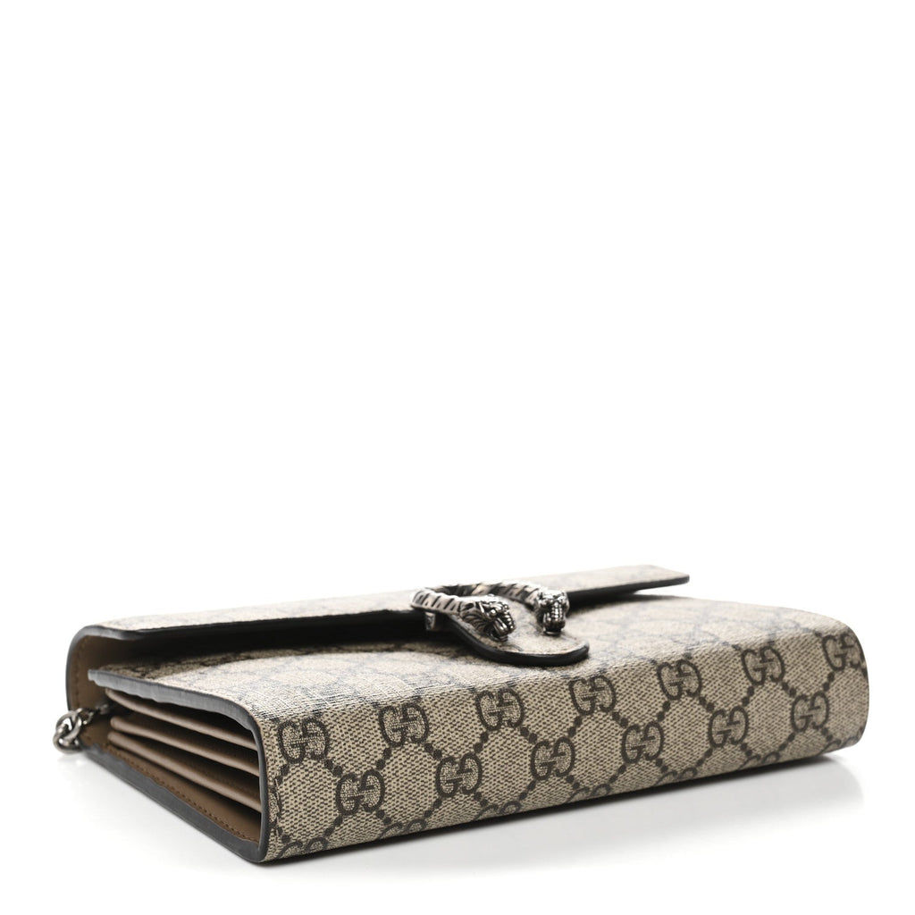 GG Supreme Monogram Mini Dionysus Chain Wallet Beige Taupe
