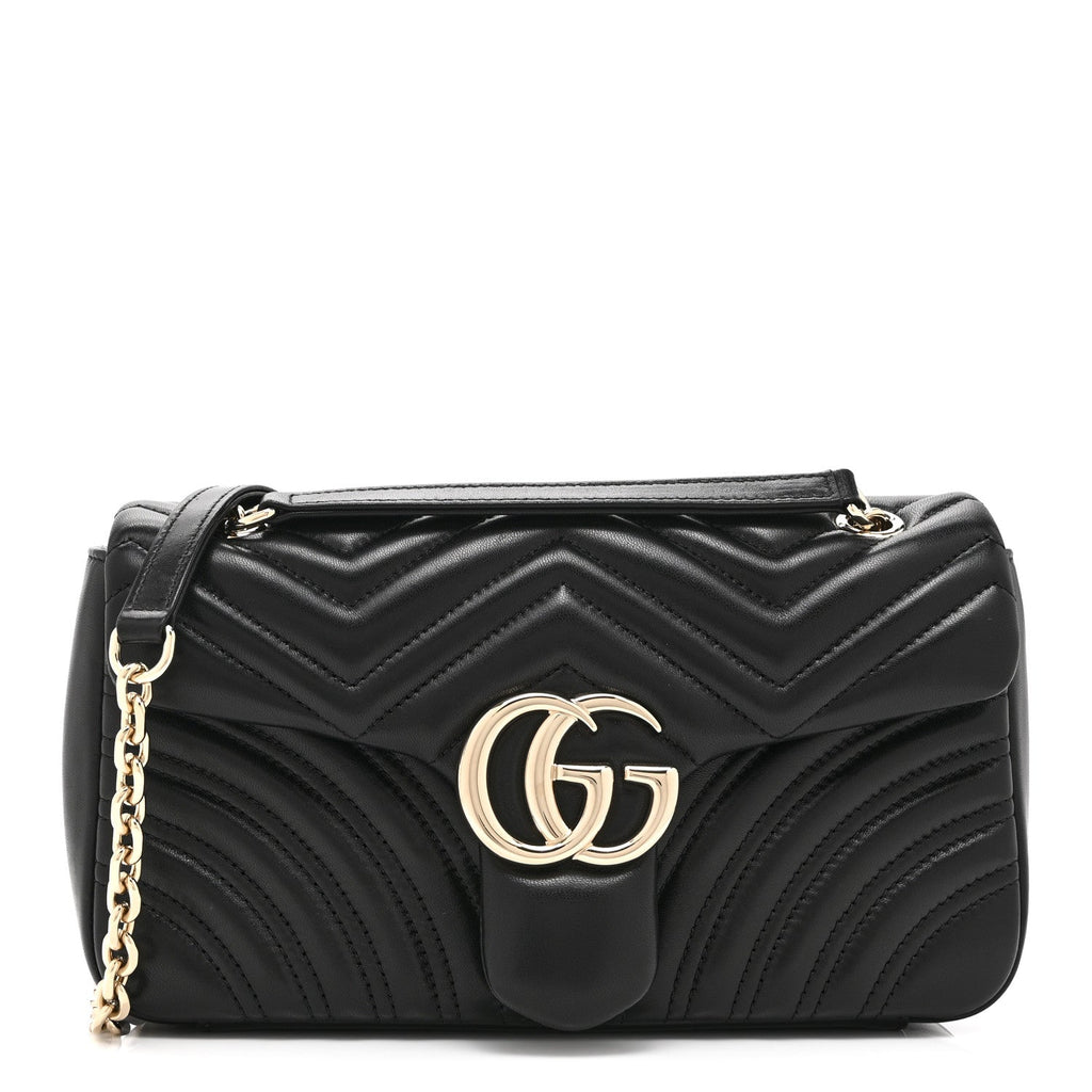 Lambskin Matelasse Medium GG Marmont Shoulder Bag Black