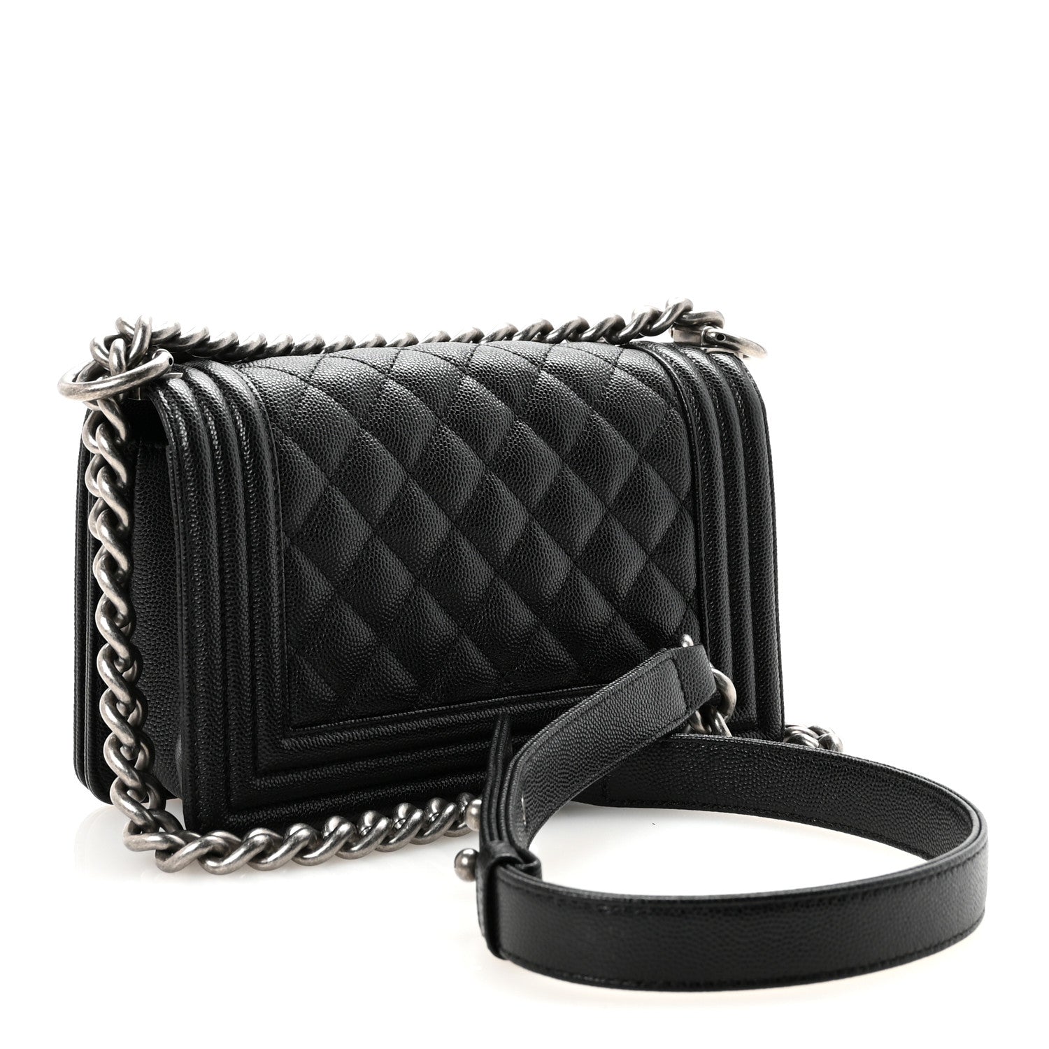 Caviar Quilted Small Boy Flap Black