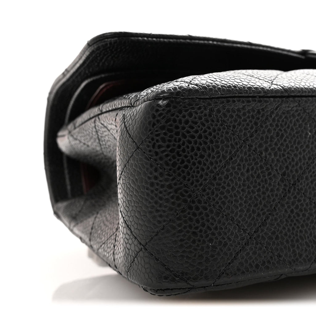 Caviar Quilted Medium Double Flap Black
