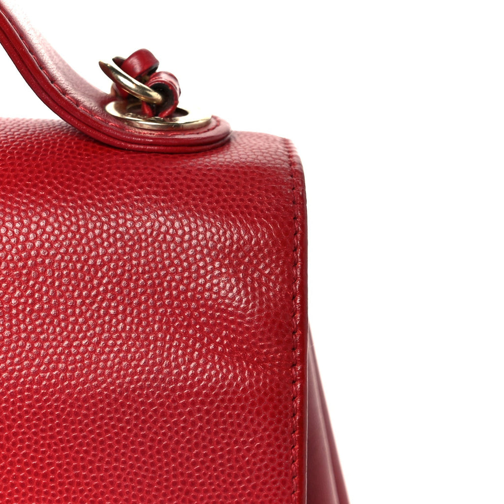 Caviar Quilted Small Business Affinity Flap Red