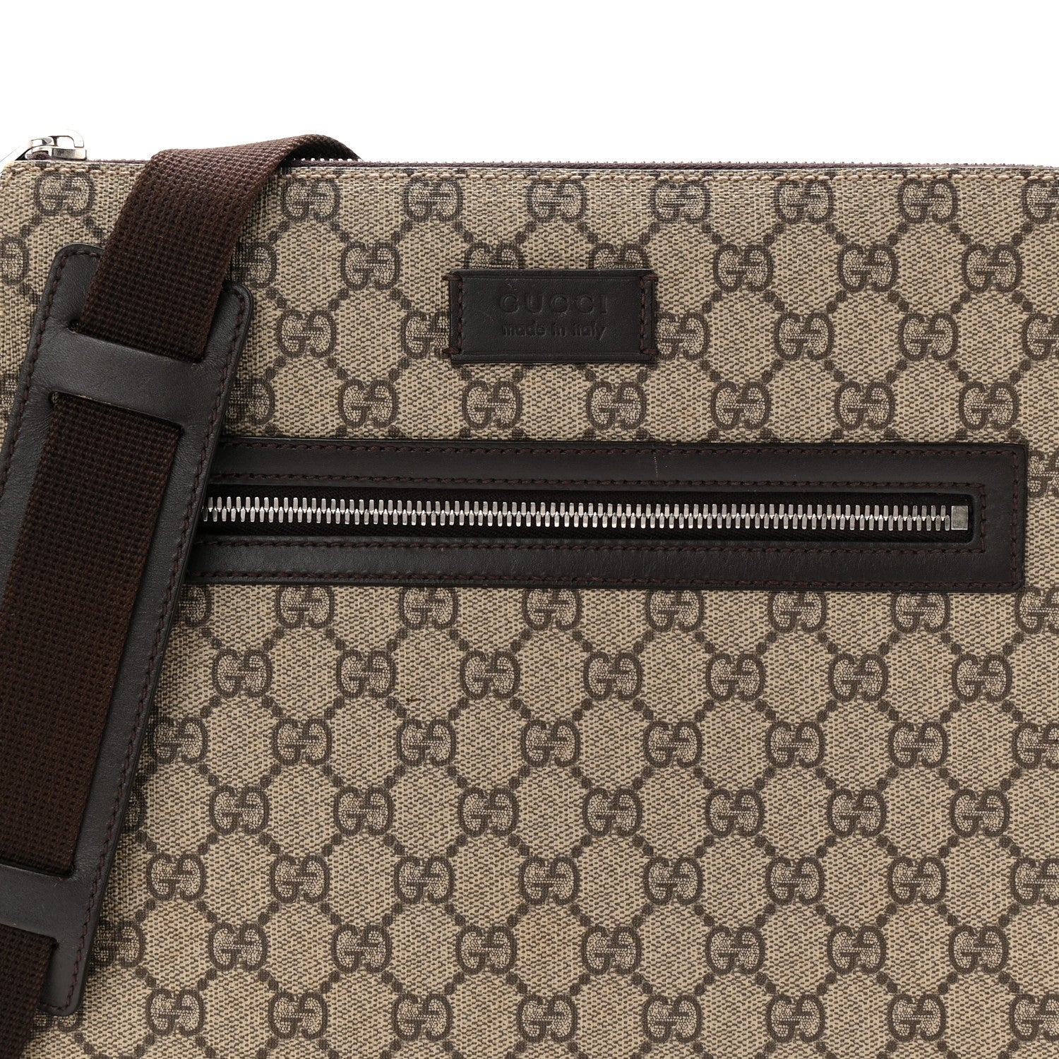 GG Supreme Monogram Medium Flat Messenger Bag Beige Brown