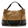 Suede Calfskin Shiny Lambskin Quilted Small Coco Base Shopping Bag Beige Black