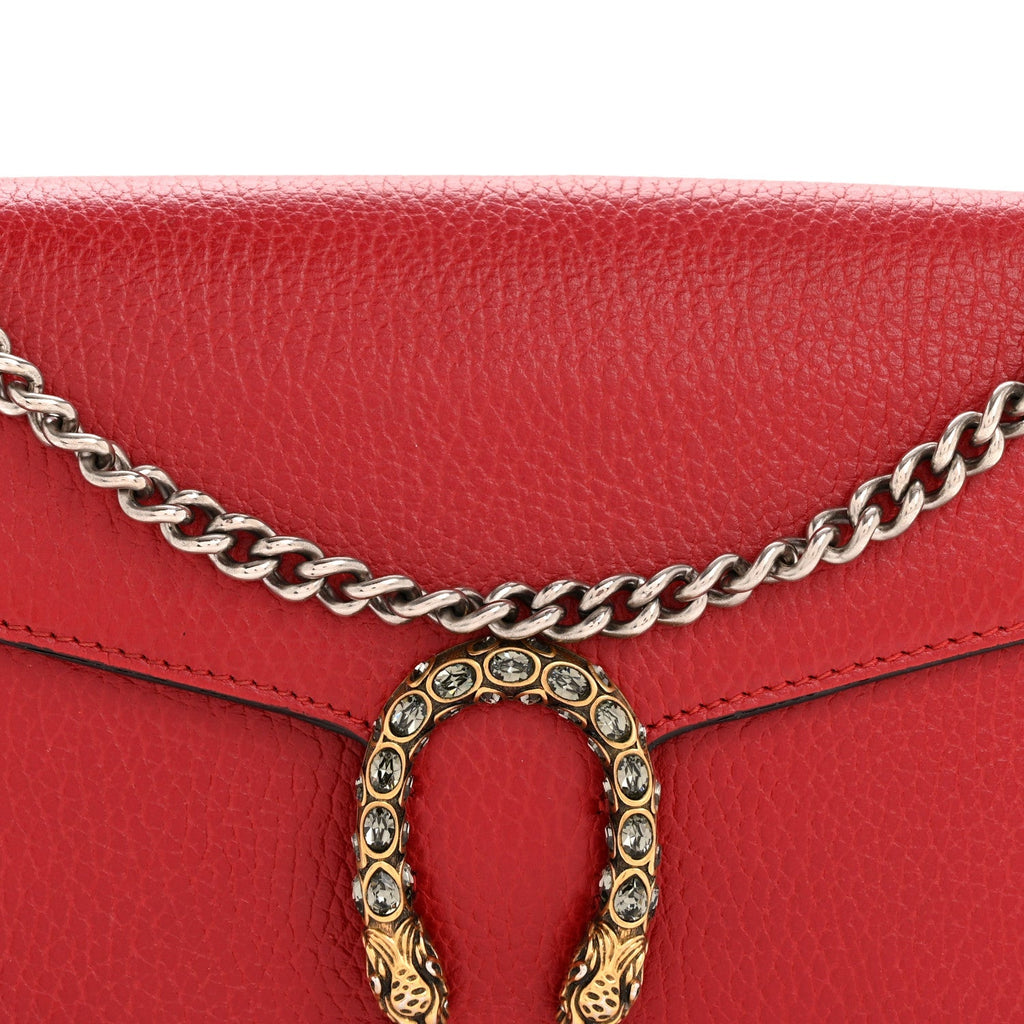 Calfskin Mini Dionysus Chain Wallet Hibiscus Red