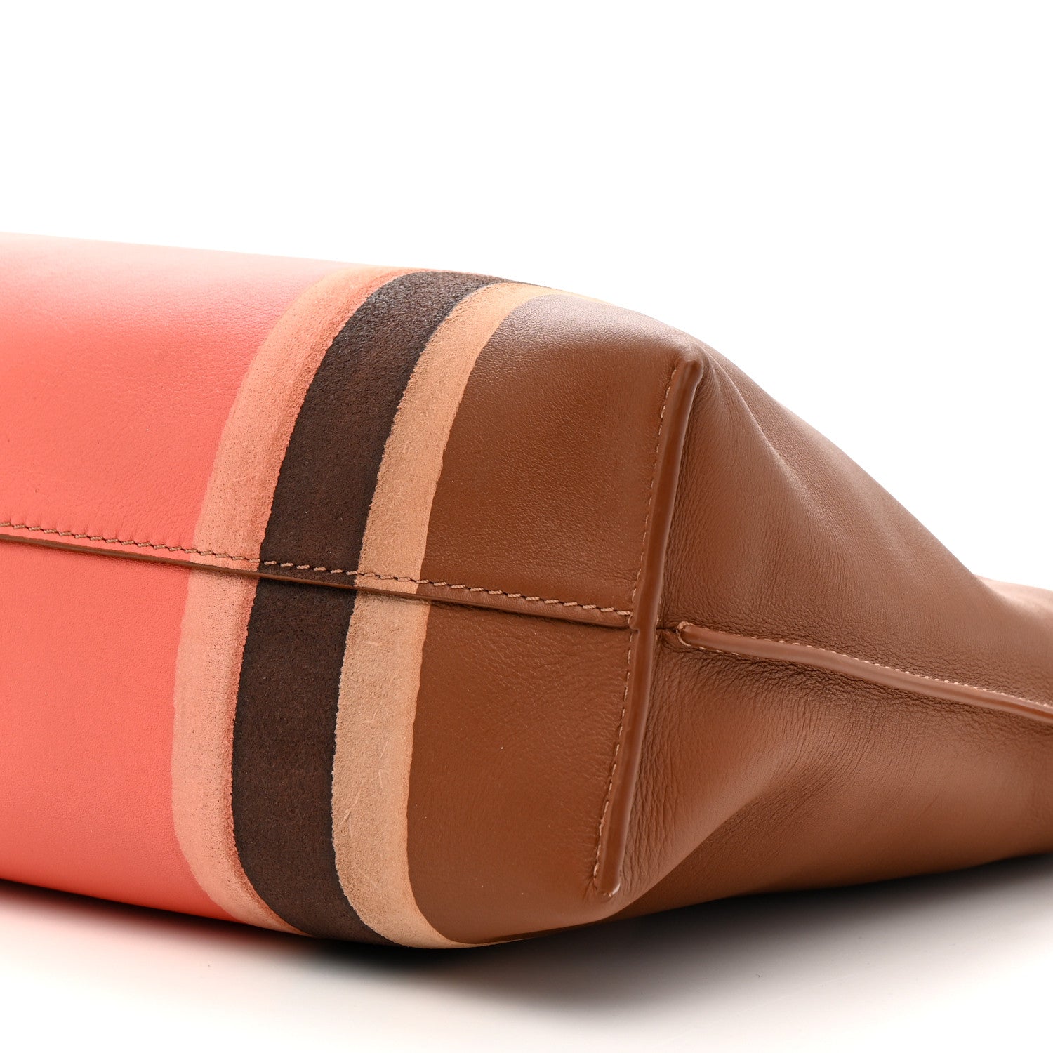 Nappa Calfskin Suede Medium Flamenco Landscape Knot Clutch Pecan Parrot Pink