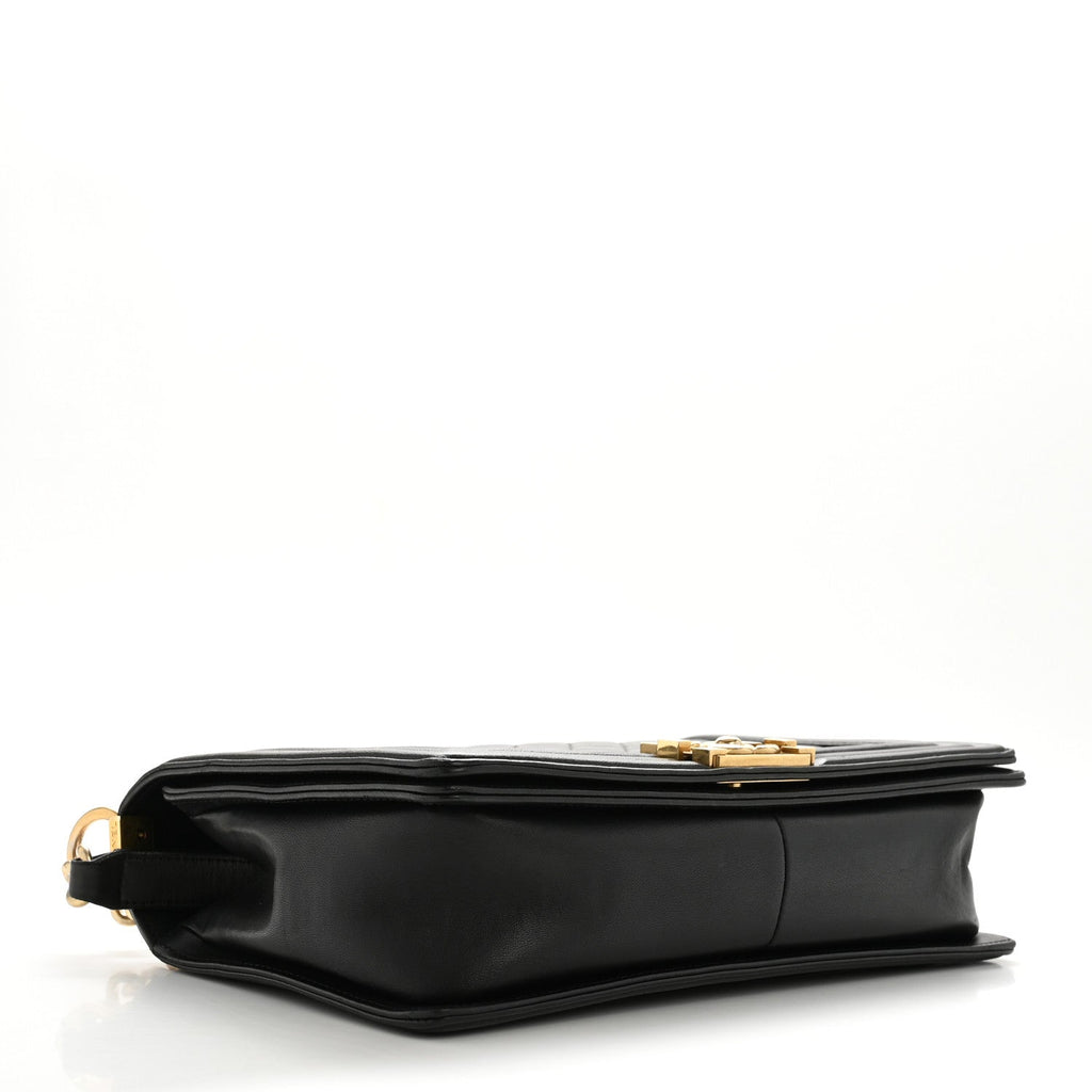 Lambskin Quilted New Medium Boy Flap Black