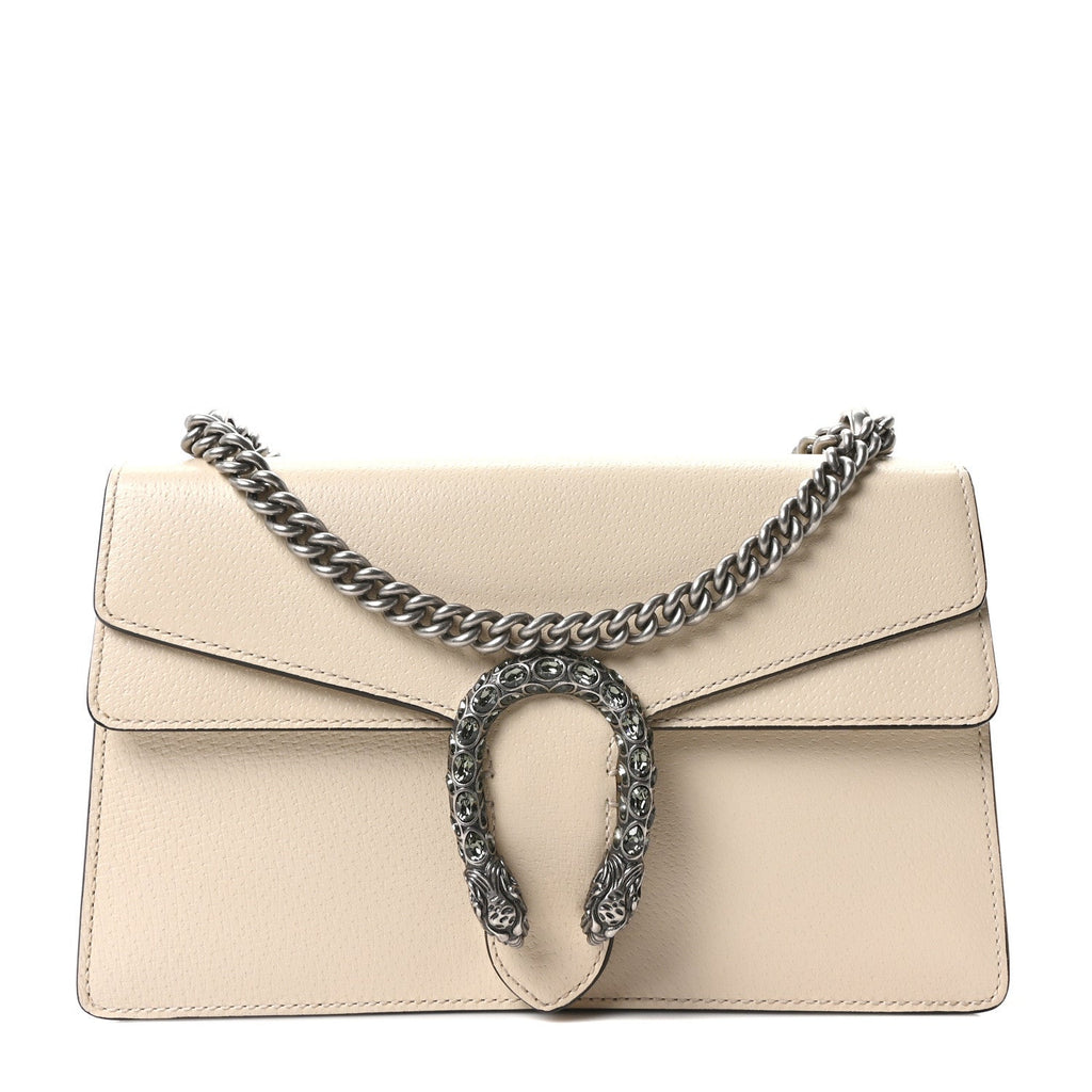 Textured Calfskin Crystal Small Dionysus Shoulder Bag Mystic White