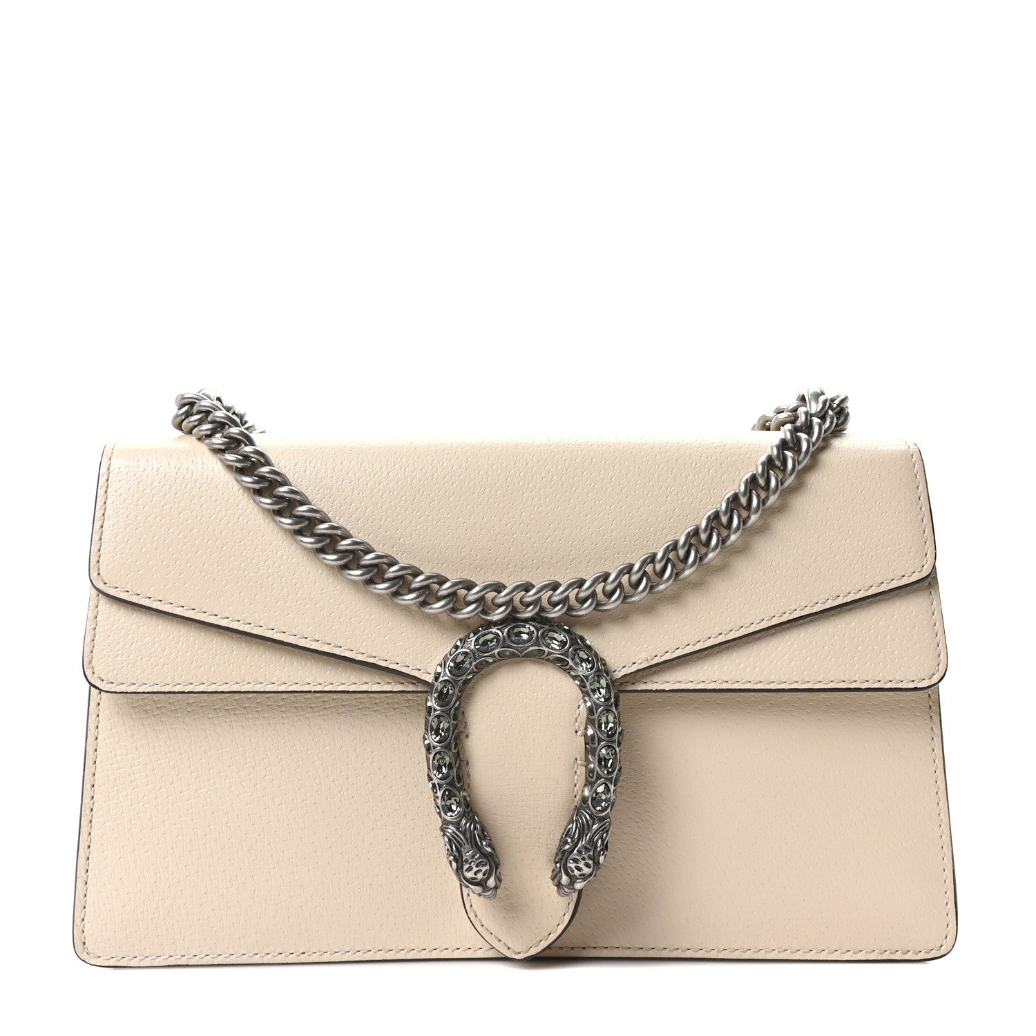 Textured Calfskin Crystal Small Dionysus Shoulder Bag Mystic White