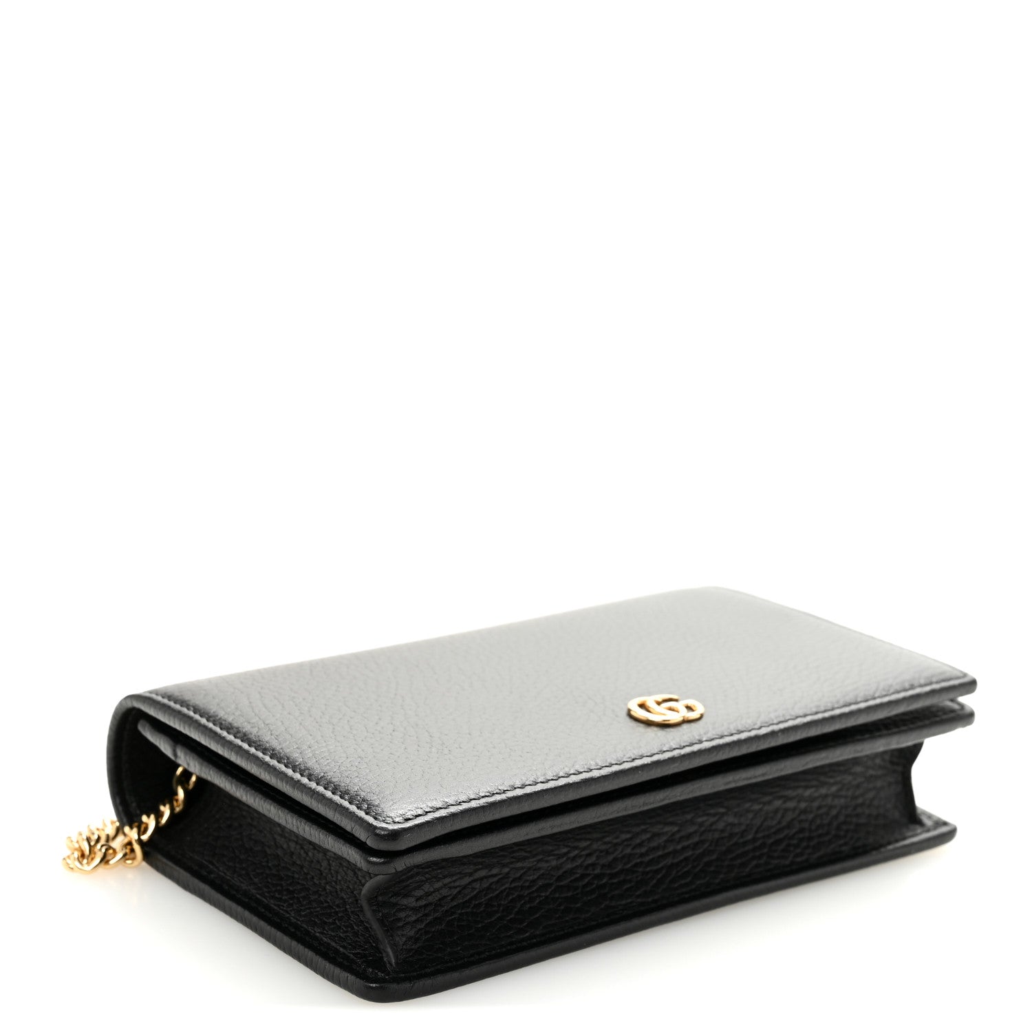 Calfskin Mini GG Marmont Chain Wallet Black