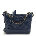 Aged Calfskin Quilted Small Gabrielle Hobo Navy