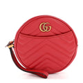 Calfskin Matelasse GG Marmont Round Wrist Wallet Hibiscus Red