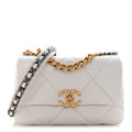Goatskin Quilted Medium Chanel 19 Flap White