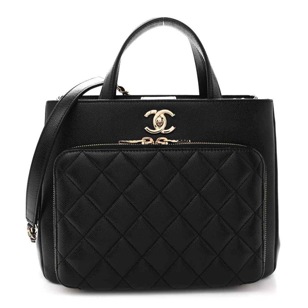 Caviar Quilted Small Business Affinity Shopping Bag Black