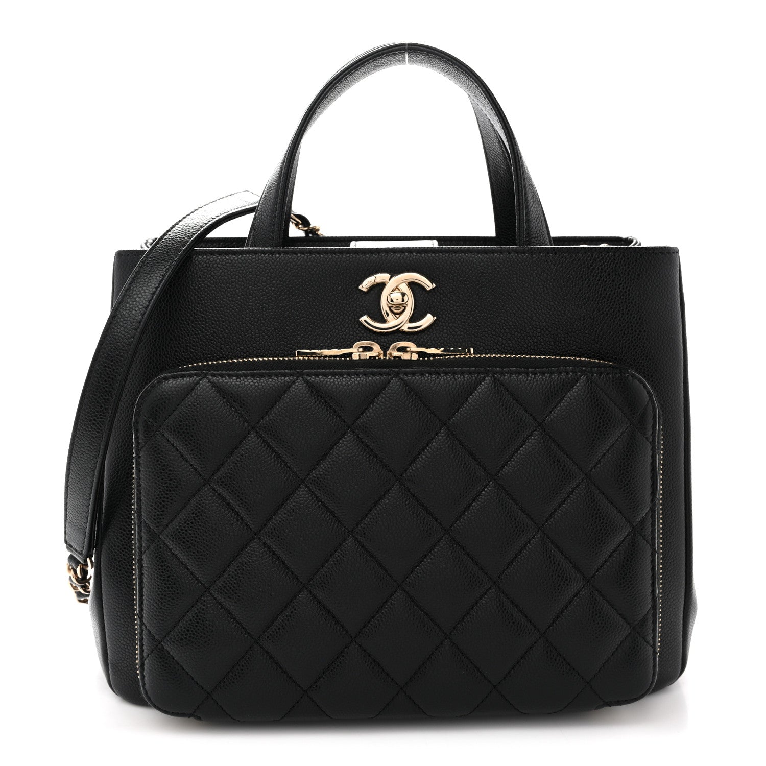 Caviar Quilted Small Business Affinity Shopping Bag Black