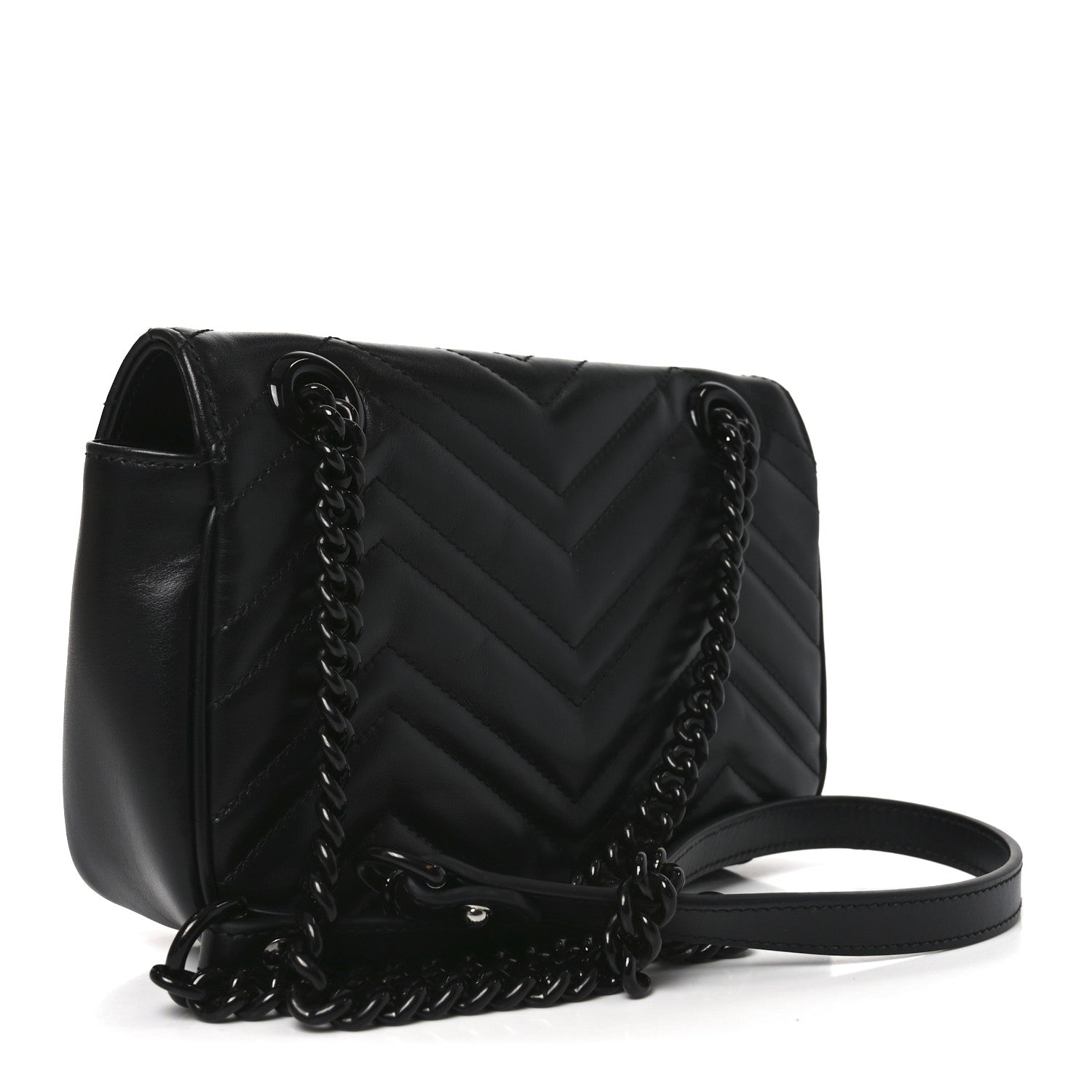 Calfskin Matelasse Monochrome Mini GG Marmont Shoulder Bag Black