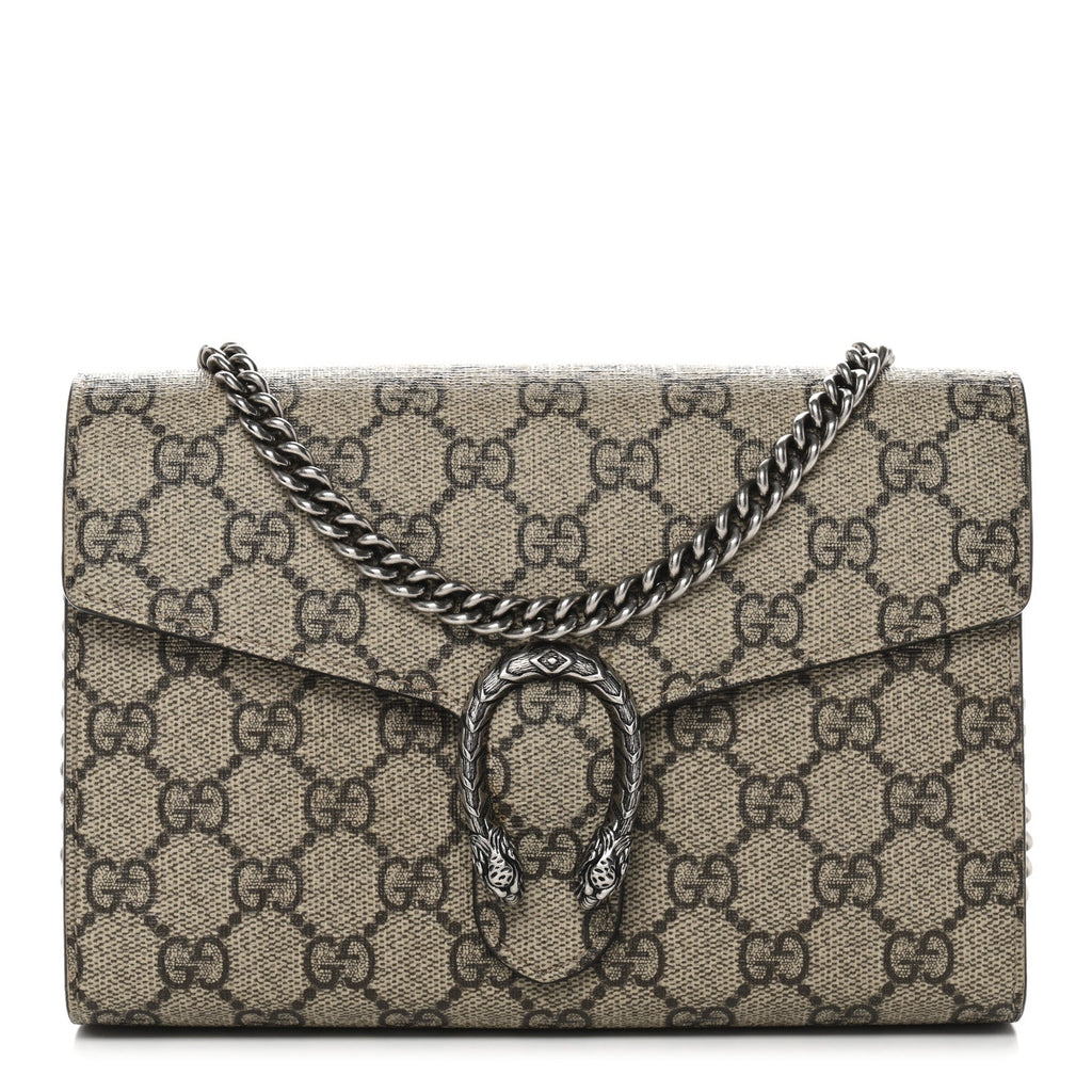GG Supreme Monogram Mini Dionysus Chain Wallet Beige Taupe