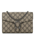GG Supreme Monogram Mini Dionysus Chain Wallet Beige Taupe