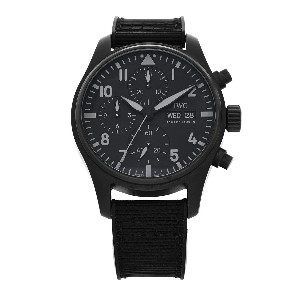 Ceramic Titanium Textile 41mm Pilot Top Gun Chronograph Automatic Watch Black IW388106