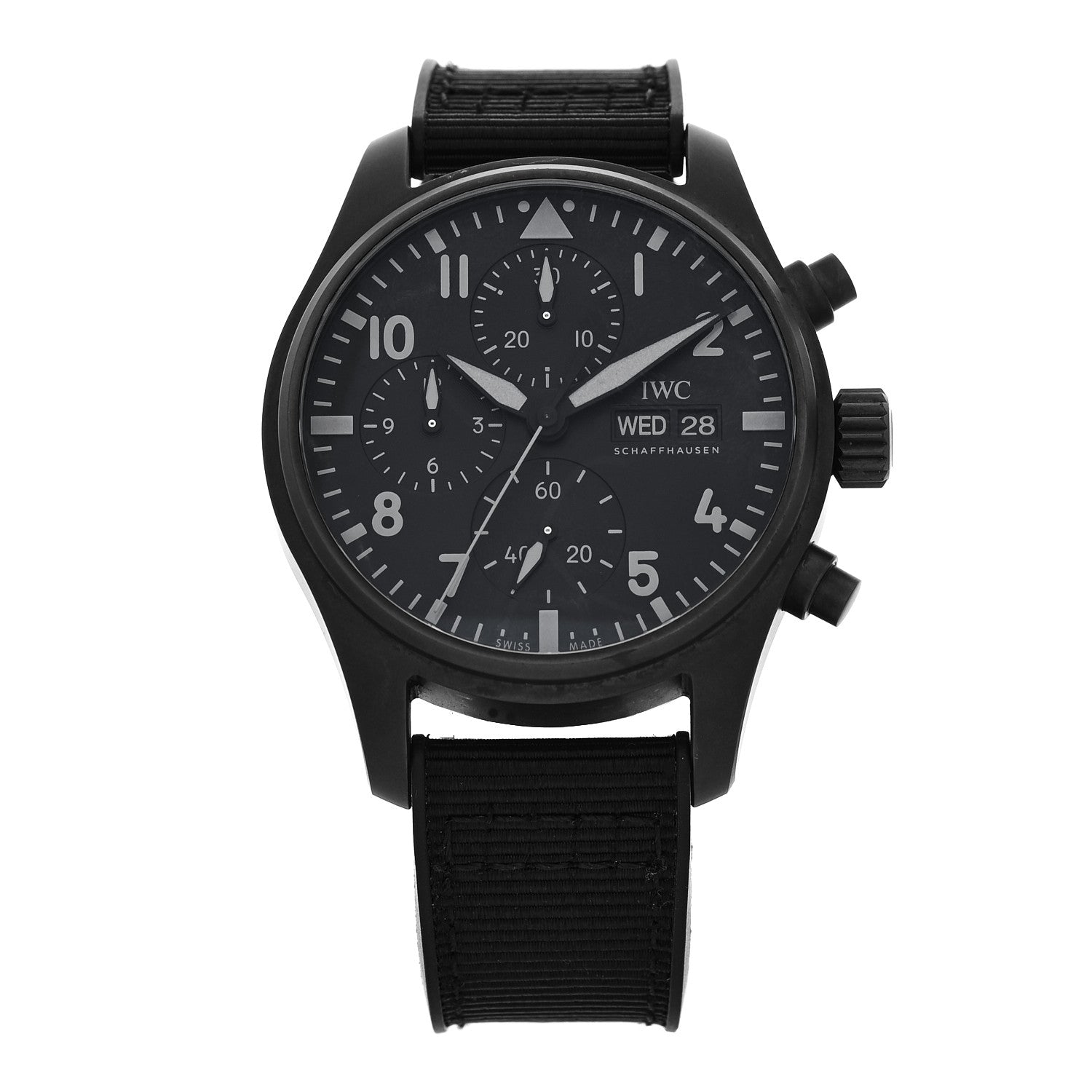 Ceramic Titanium Textile 41mm Pilot Top Gun Chronograph Automatic Watch Black IW388106