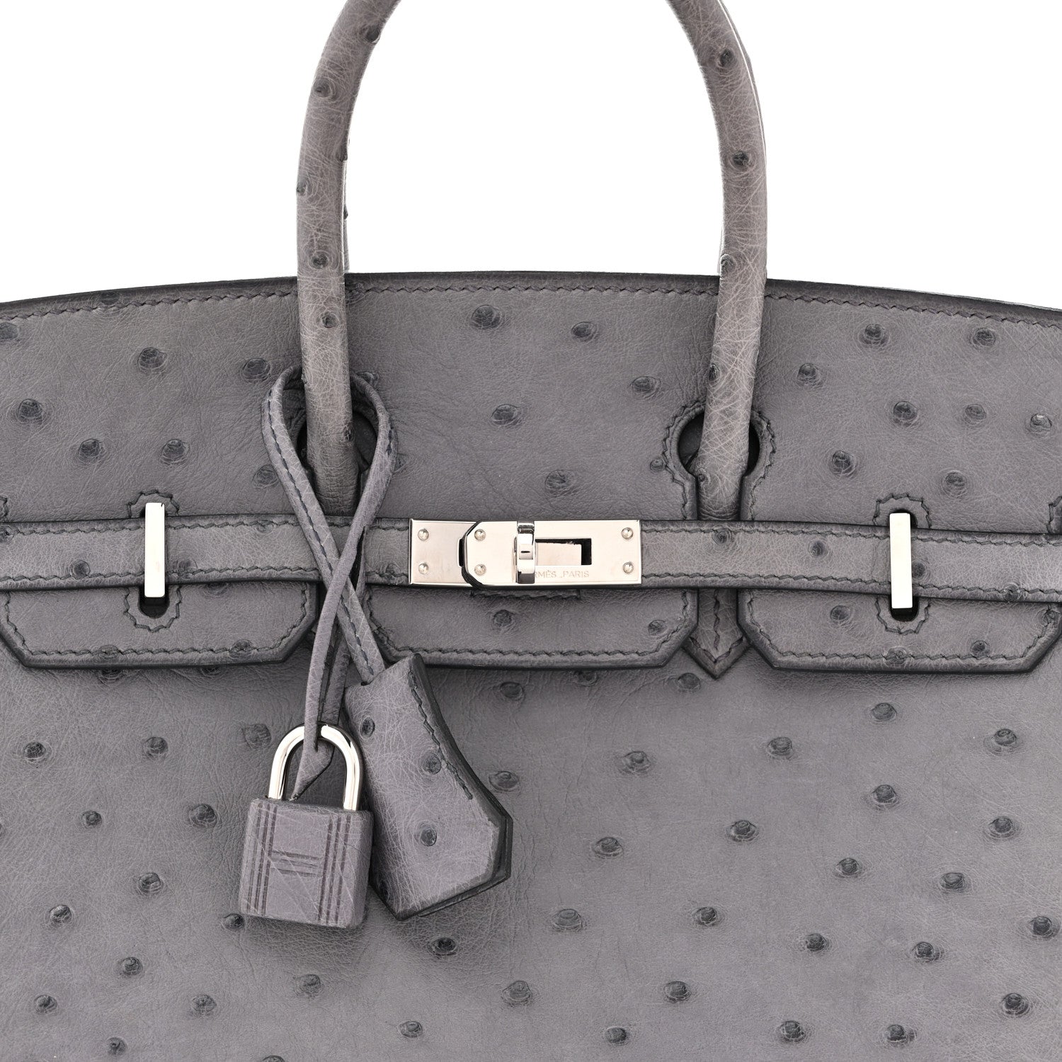 Ostrich Birkin 25 Gris Agate