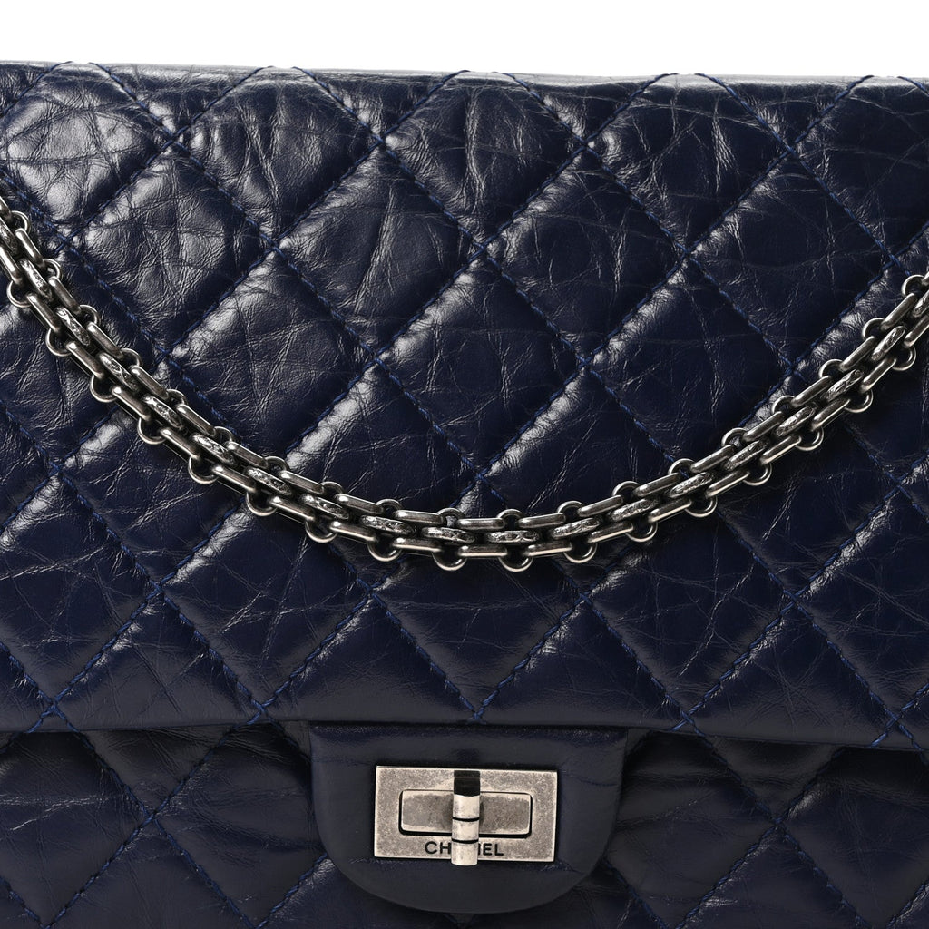 Aged Calfskin Quilted 2.55 Reissue 226 Flap Dark Blue
