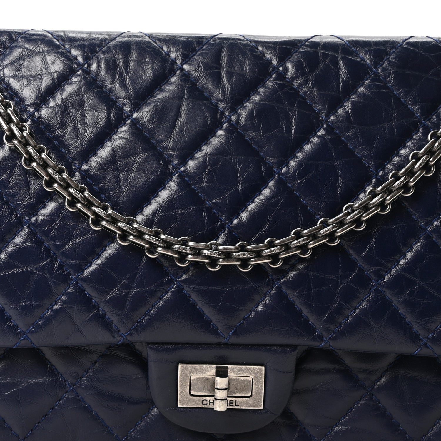 Aged Calfskin Quilted 2.55 Reissue 226 Flap Dark Blue