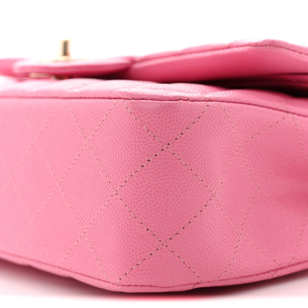 Caviar Quilted Medium Double Flap Pink