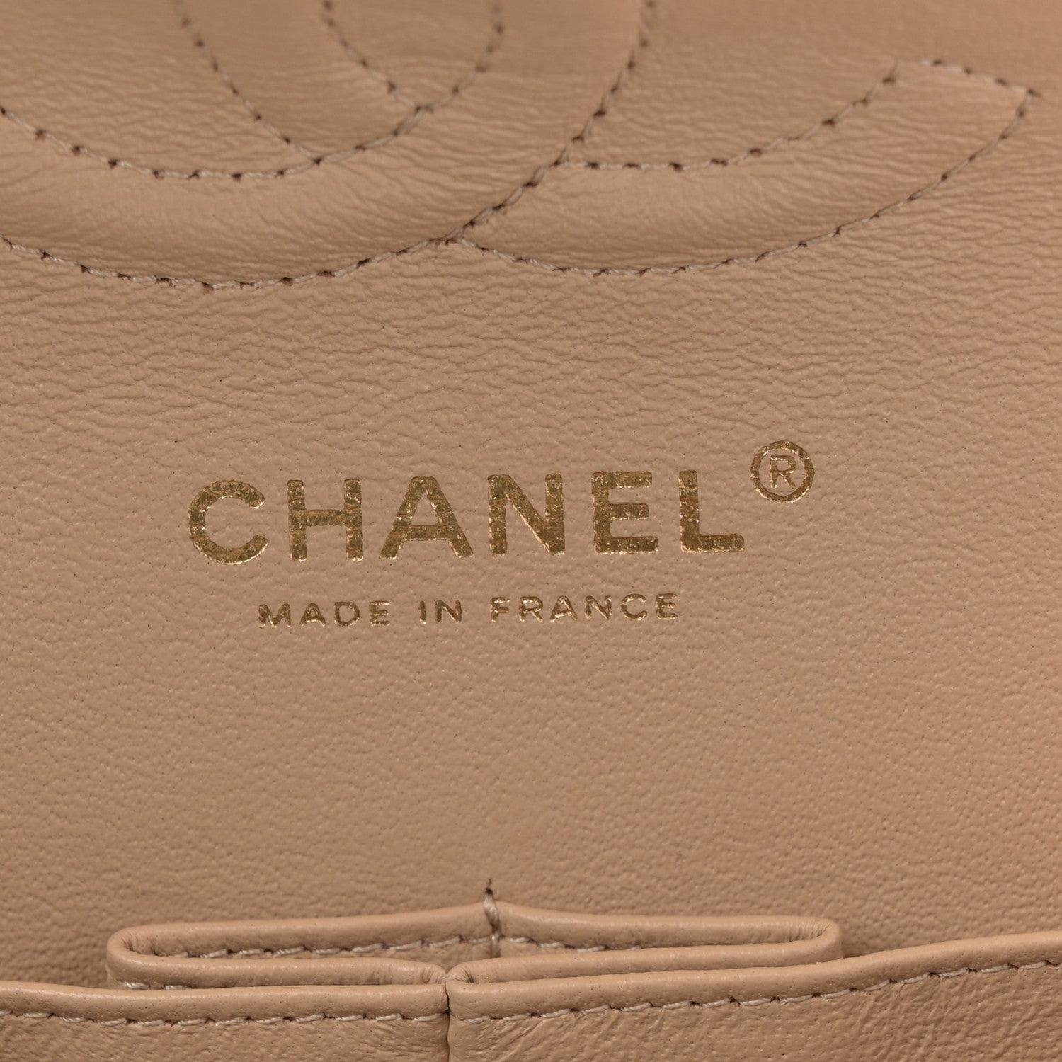 Caviar Quilted Medium Double Flap Beige