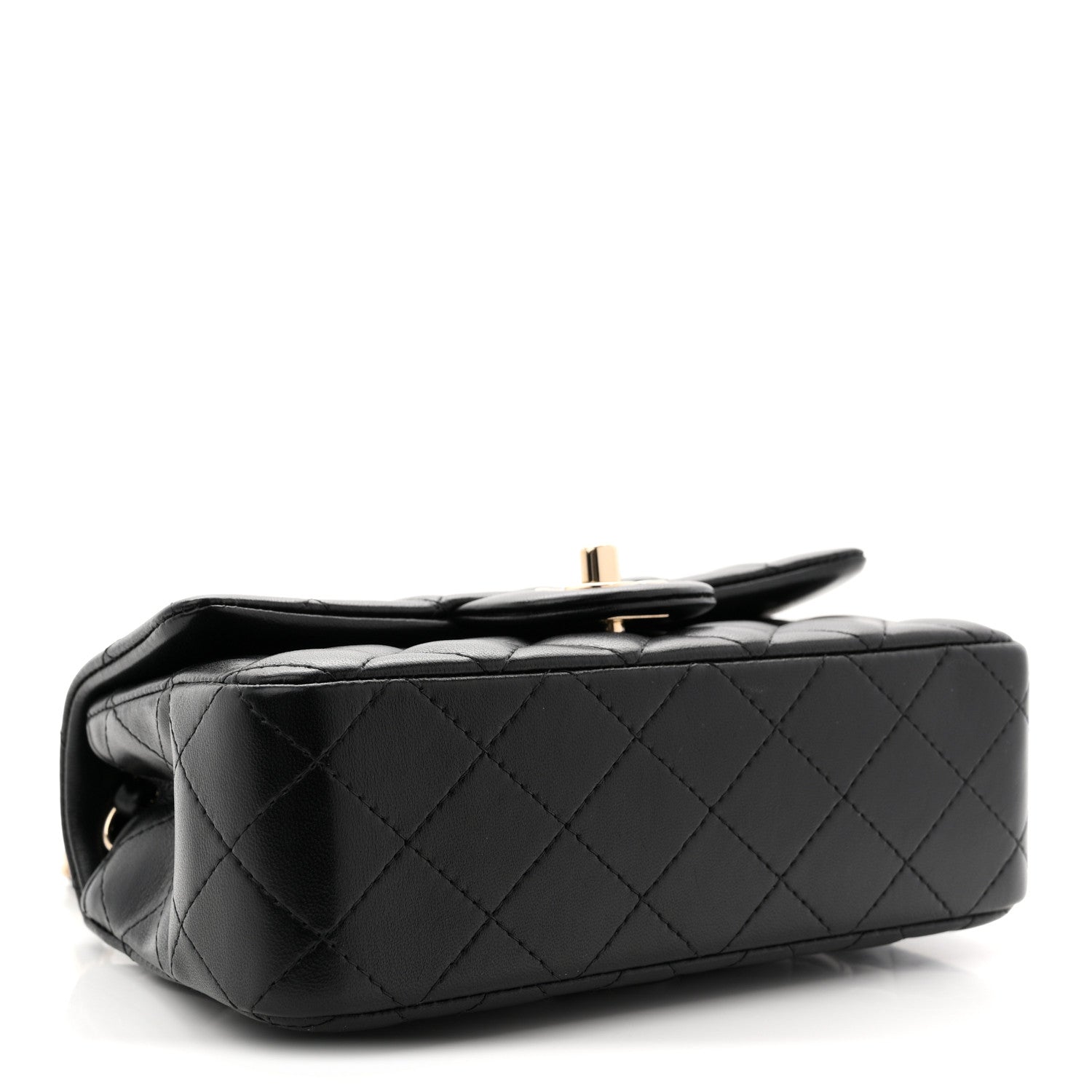 Lambskin Quilted Mini Rectangular Flap Black