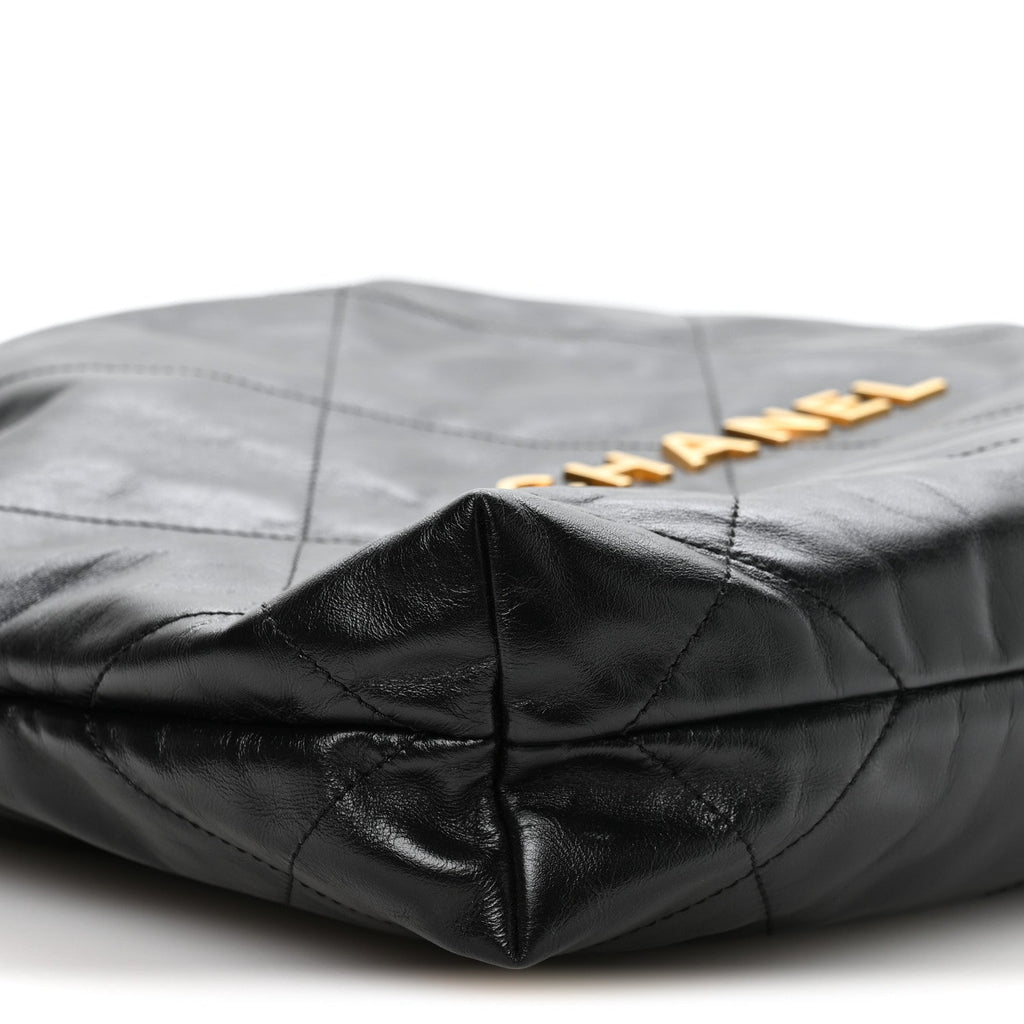Shiny Calfskin Quilted Small Chanel 22 Black