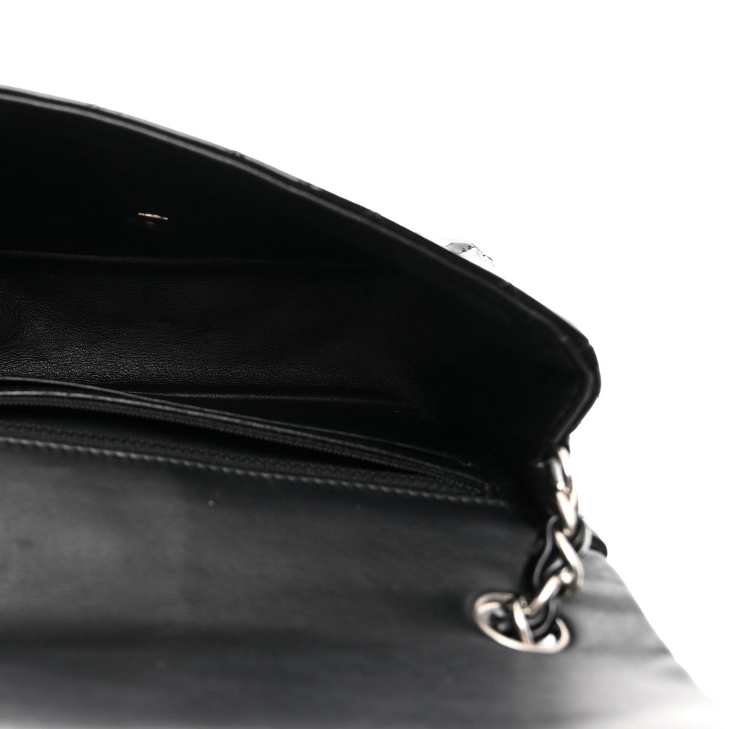 Patent Calfskin Quilted Mini Rectangular Flap Black