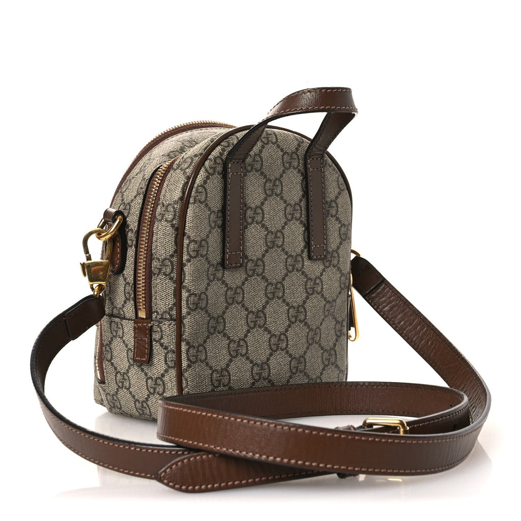 GG Supreme Monogram Azalea Calfskin Retro Interlocking G Multi-Function Bag Beige Ebony Brown Sugar