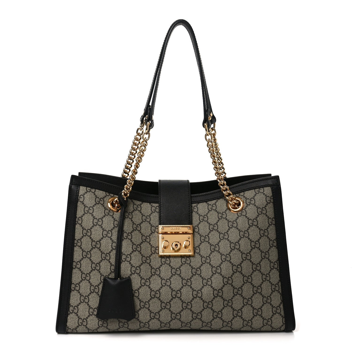 GG Supreme Monogram Medium Padlock Tote Black
