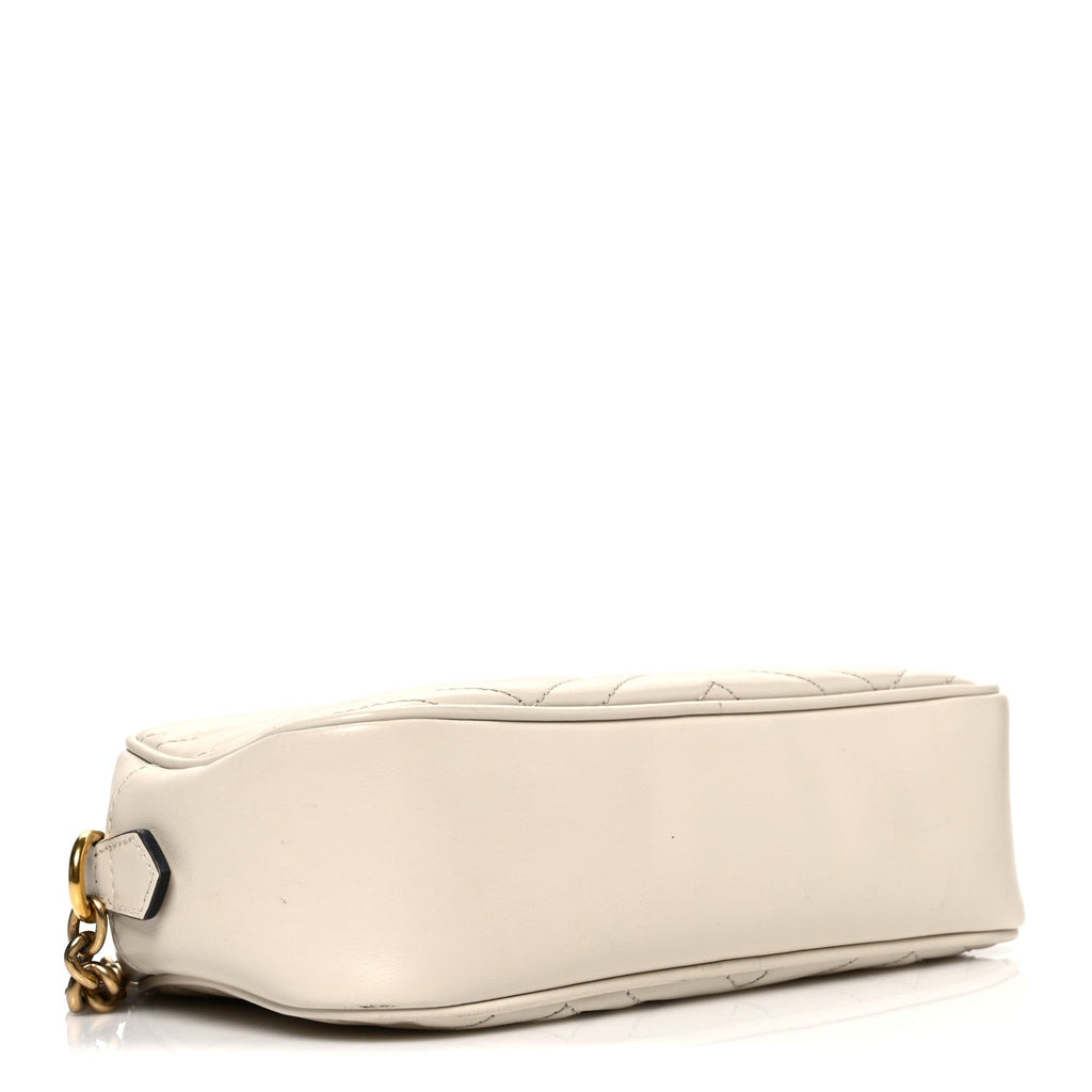 Calfskin Matelasse Small GG Marmont Chain Shoulder Bag White