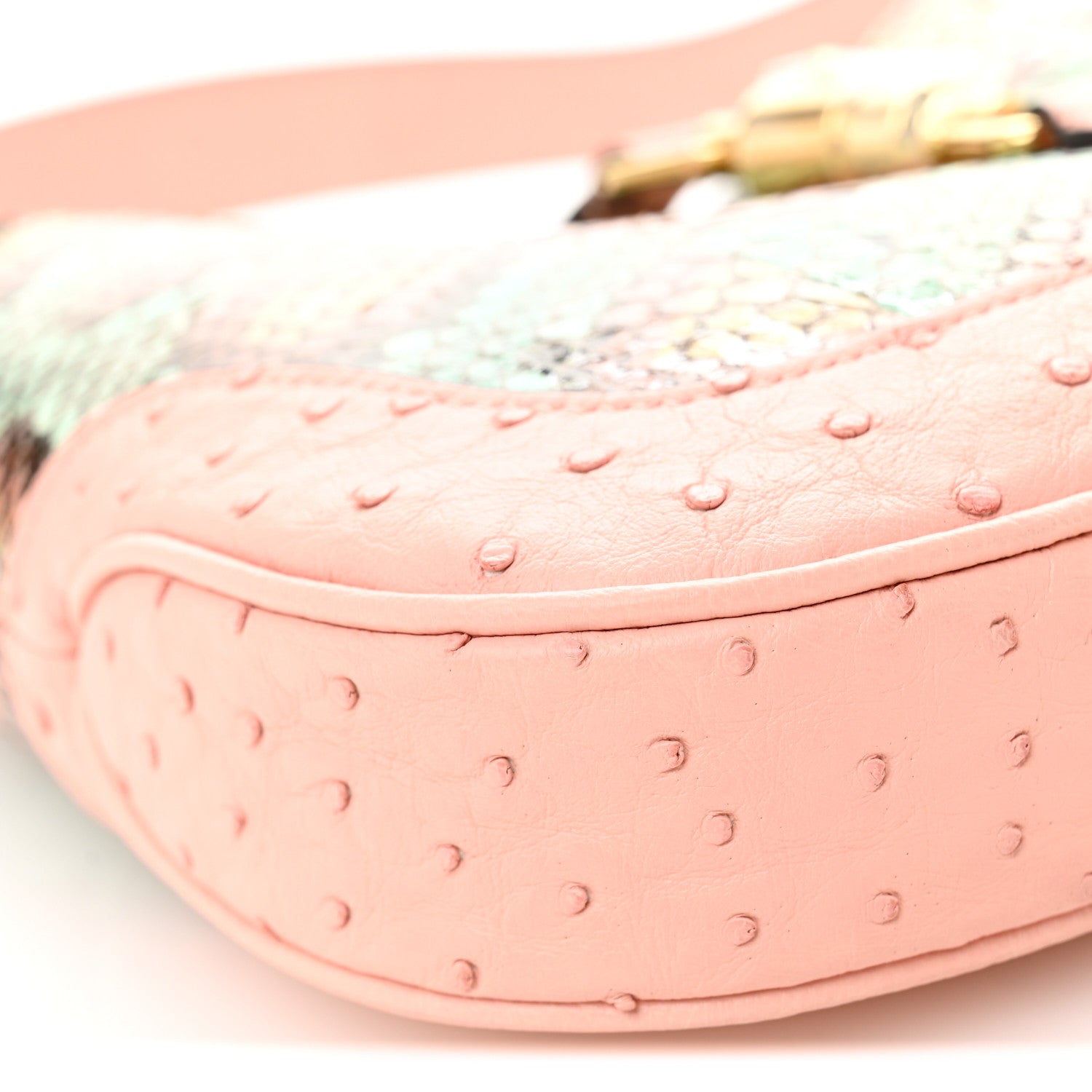 Snakeskin Ostrich Calfskin Small Jackie 1961 Hobo Pink Multicolor